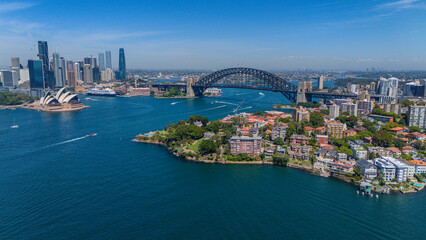 Obraz premium 5 February 2026 Aerial View of Sydney Harbour Circular Quay on a nice Summer day beautiful Sky in Sydney NSW Australia