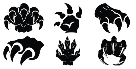 Set of halloween monster claw silhouettes black icon Vector illustration and isolated on white background. © Bhabas