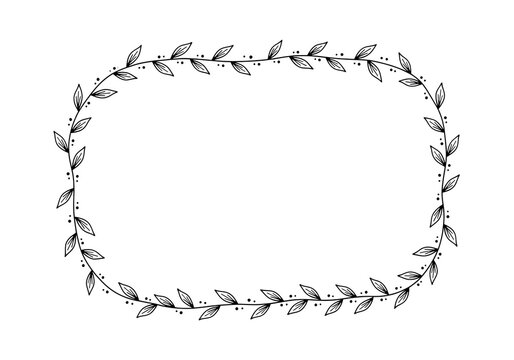 Elegant leafy wreath border design element isolated on transparent background