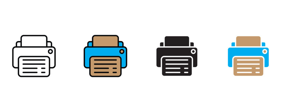 Office printer icon vector. Computer paper printing and document scanner hardware symbol. Vector illustration.