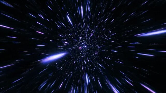 A dark night sky with streaks of purple light emanating outward