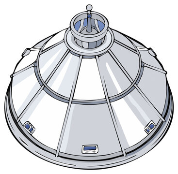 Escape Pod Concept Illustration featuring Hatch Doors and Detailed Top Structure