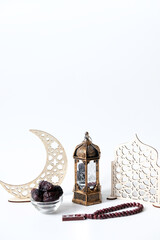 Moslem islamic festive decoration for Ramadhan, Eid al-Adha, or Eid al-Fitr, isolated on white background