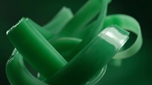 Green Ribbon Twisted Closeup Shot.