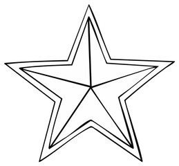 Obraz premium Outlined Star Illustration, Hand Drawn, Black and White, Geometric Shape