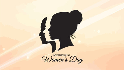 Woman's head set silhouette, women's day design concept