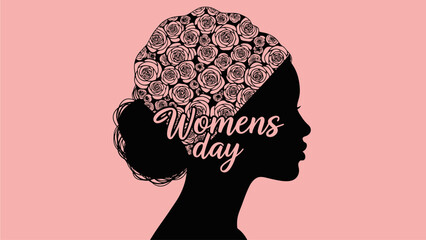 Woman's head set silhouette, women's day design concept