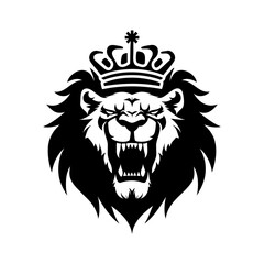 Roaring Lion King Head Illustration