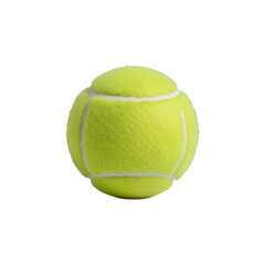 Single neon yellow tennis ball isolated On Transparent Background