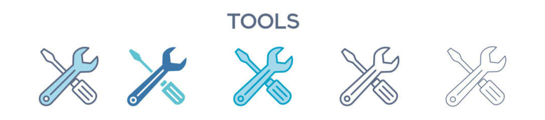 Tools Icon Set - Productivity, Settings And Work Management Line Vector Illustration 