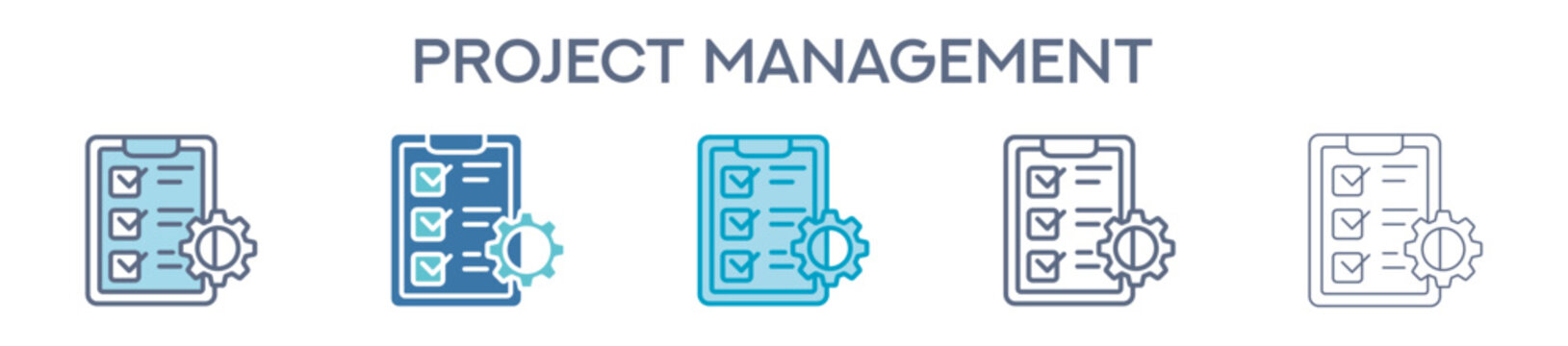 Project Management Icon Set - Workflow Planning And Task Control Line Vector Illustration 