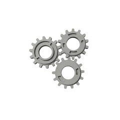 Three interlocking gears On Transparent Background