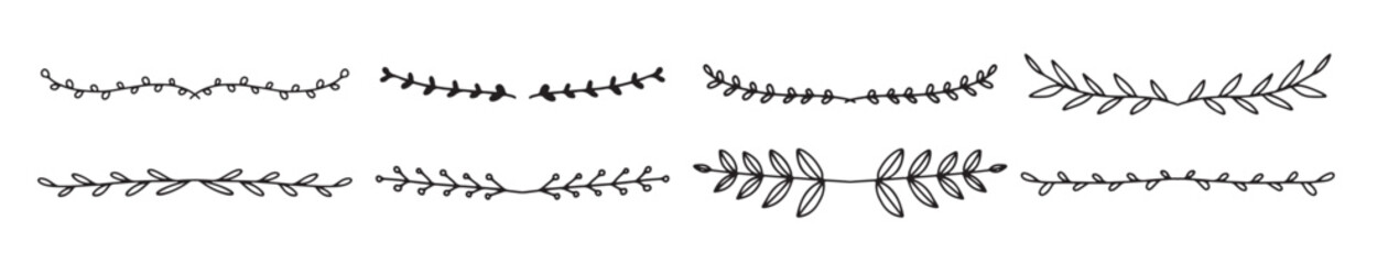 Hand drawn vintage borders banners dividers flourish. Ornate collection of hand drawn dividers, borders. Vector illustration © Maham