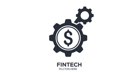 Fintech concept illustration showing gears with a dollar sign representing financial technology and innovation.