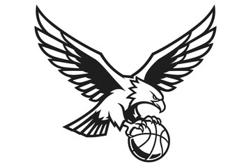 Obraz premium Majestic Eagle Grasping a Basketball, Symbol of Power and Athleticism