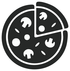 Pizza icon with a slice removed, featuring mushroom toppings