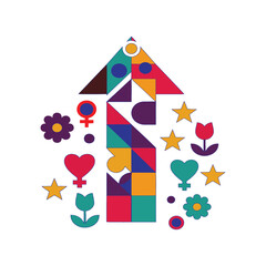 Colorful Geometric Women Empowerment Arrow Design