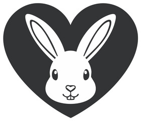 Obraz premium Rabbit Inside Heart Graphic for Valentine's or Easter Concept White Rabbit Silhouette in Love