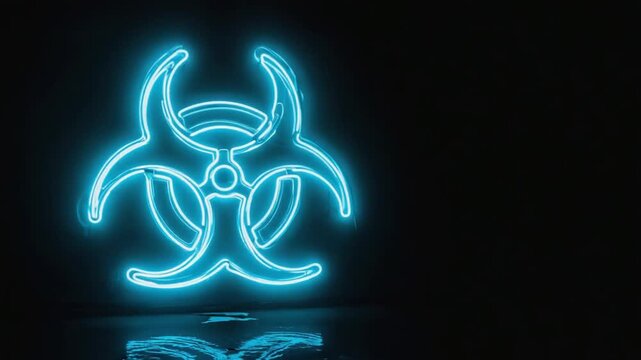 Neon sign for biohazard.