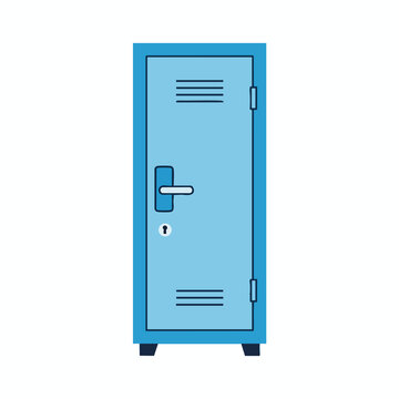 Blue Metal Locker with Lock and Handle