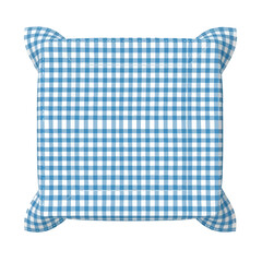 Blue Checkered Throw Pillow on White Background