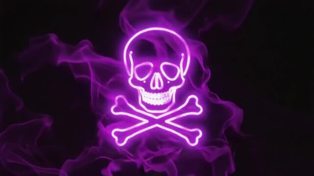 Neon sign of a skull.