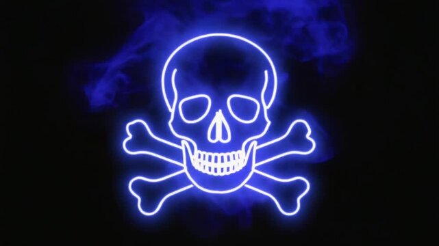 Neon sign of a skull.