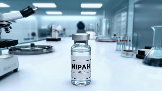 Vial with the text "Nipah virus".