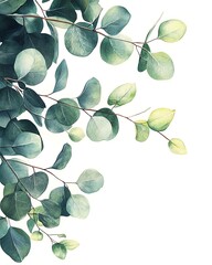 Fototapeta premium Eucalyptus Elegance: A delicate composition showcasing the fresh, verdant beauty of eucalyptus leaves, their rounded forms and subtle shades creating a calming, organic design.