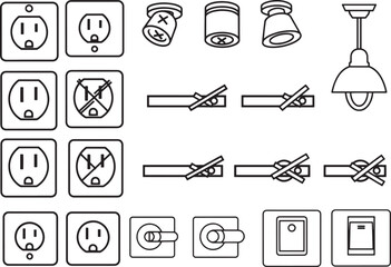 Fototapeta premium Electrical symbols displayed on an informative design, showing clear representations of electrical components for easy interpretation.