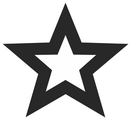 Fototapeta premium Bold black five pointed star outline with white inner star graphic symbol