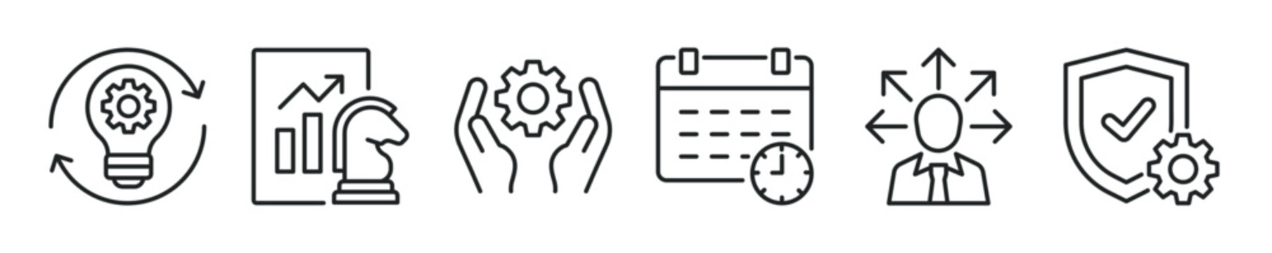 Action plan thin line icon set. Web minimal editable stroke icons