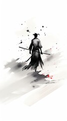 Fototapeta premium Samurai bird splattered creativity.