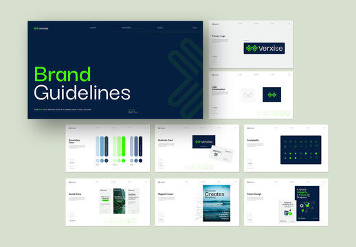 Brand Guidelines Presentation Template with Visual Identity and Logo Manual