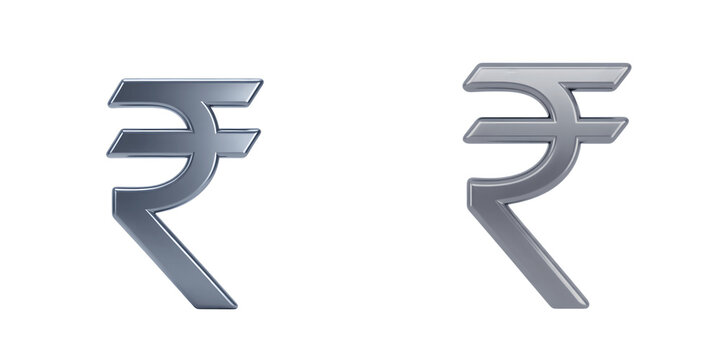 Two indian rupee currency symbols isolated on transparent background