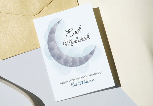 Minimal Eid Mubarak Card Design Template