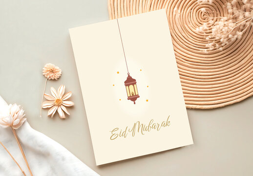 Elegant Eid Mubarak Greeting Wish Card Design Layout