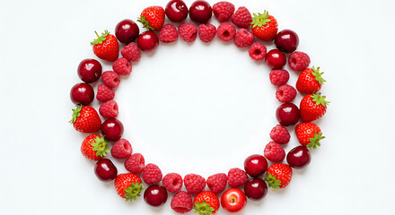 Obraz premium Circular Berry Frame with Strawberries, Raspberries, and Cherries
