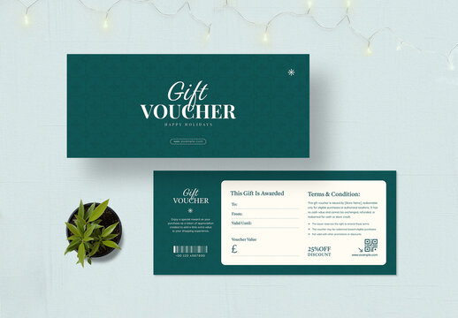 Elegant Holiday Gift Voucher Template with Discount Offer