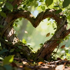 Forest Hearts Hearts with tree branches and foliage creating a s