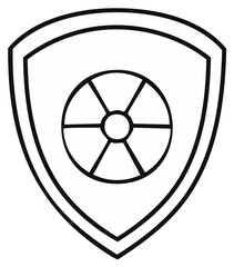 Fototapeta premium Shield with Circular Radiation Symbol Line Art for Safety or Hazardous Icon
