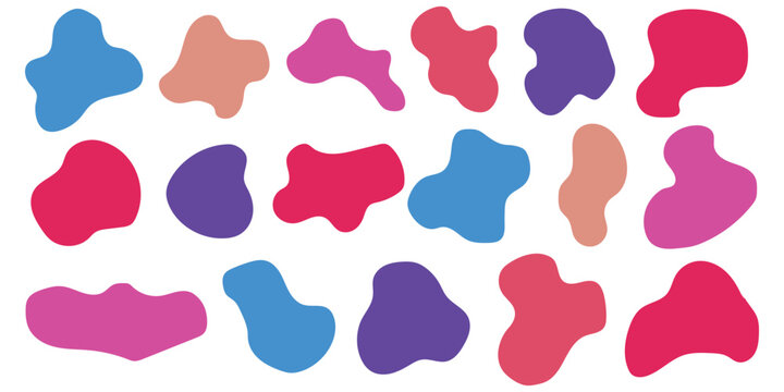 Abstract freeform collection. Simple liquid amorphous shapes. Colourful blob shapes