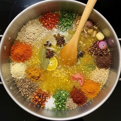 Melting Pot Different ingredients blending together to create a