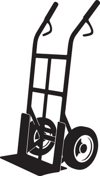 Black and white illustration of a hand truck or dolly
