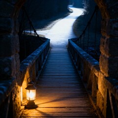Bridge with a single light source Only one lamp on the bridge le