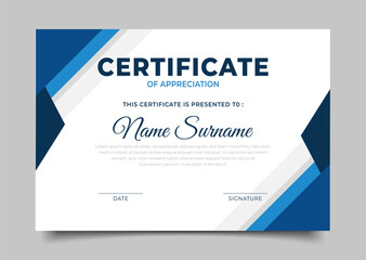 elegant blue Certificate of appreciation template geometric template design