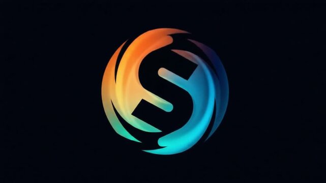 Abstract colorful sphere logo design on black background