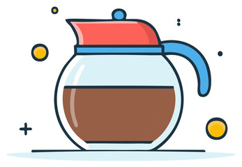 Obraz premium Colorful vector art of coffee pot filled with coffee isolated