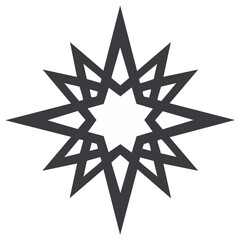 Obraz premium Intricate sixteen pointed starburst icon, a geometric celestial symbol or compass rose vector