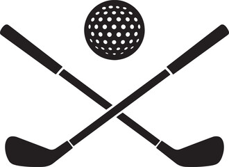 Crossed golf clubs and golf ball black vector